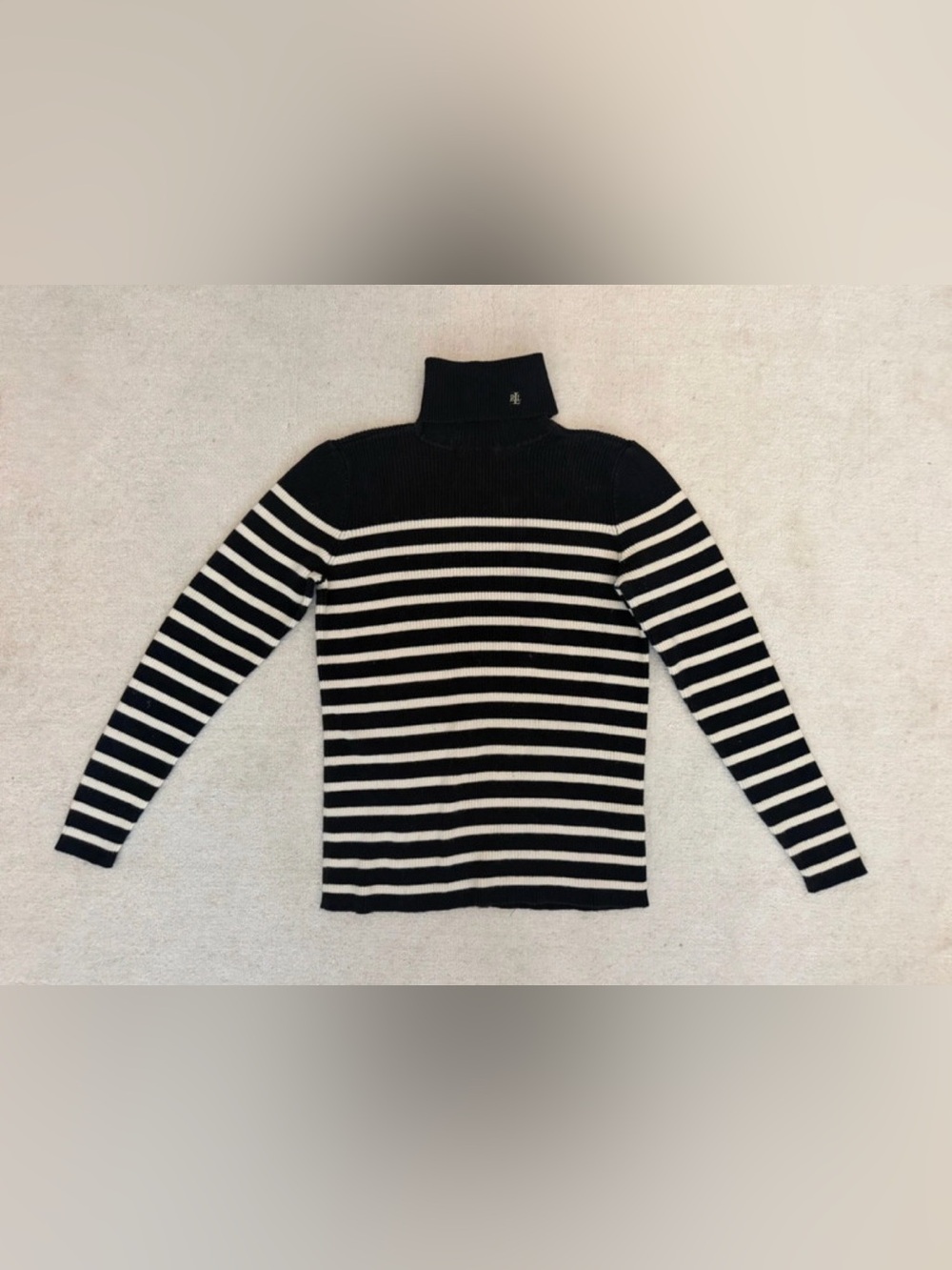 Vintage Ralph Lauren Striped Black and White Turtleneck